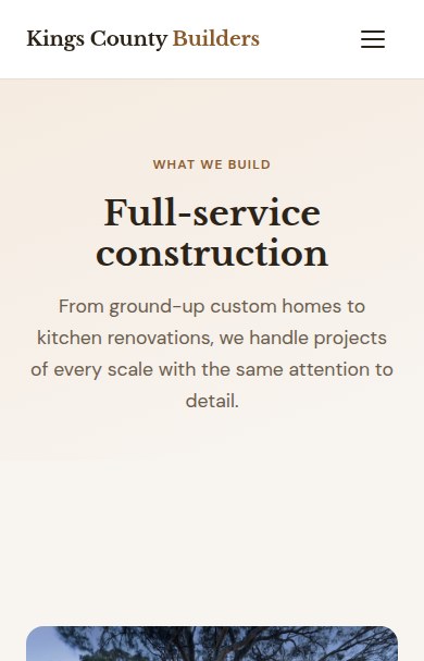 Kings County Builders — mobile services page