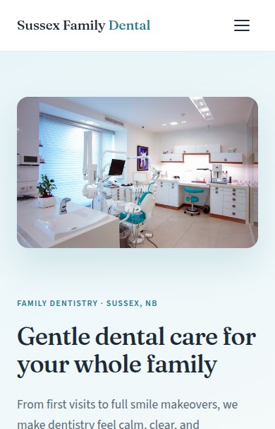 Sussex Family Dental — mobile homepage