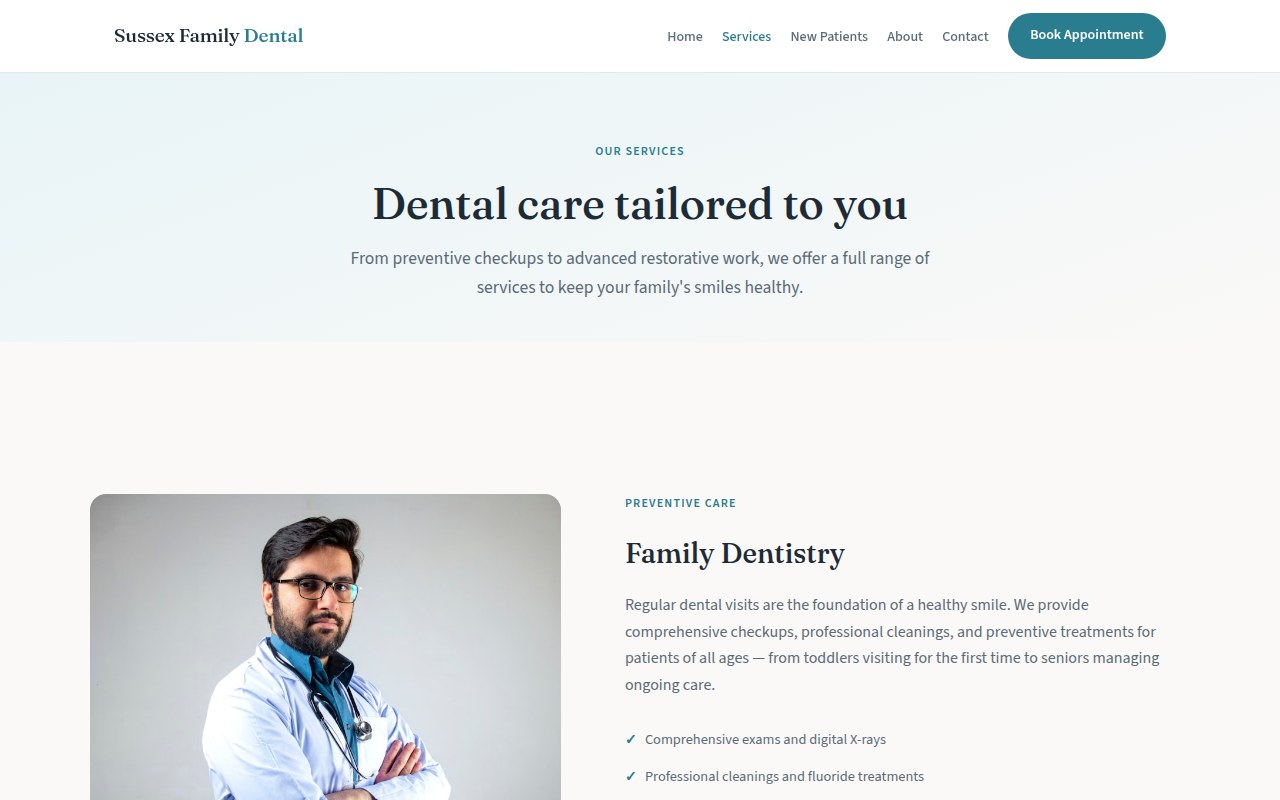 Sussex Family Dental — services page
