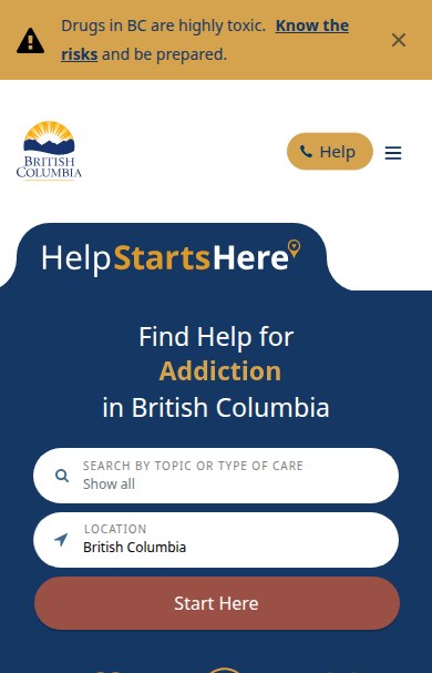 HelpStartsHere — mobile homepage