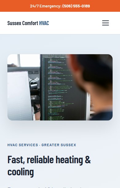 Sussex Comfort HVAC — mobile homepage