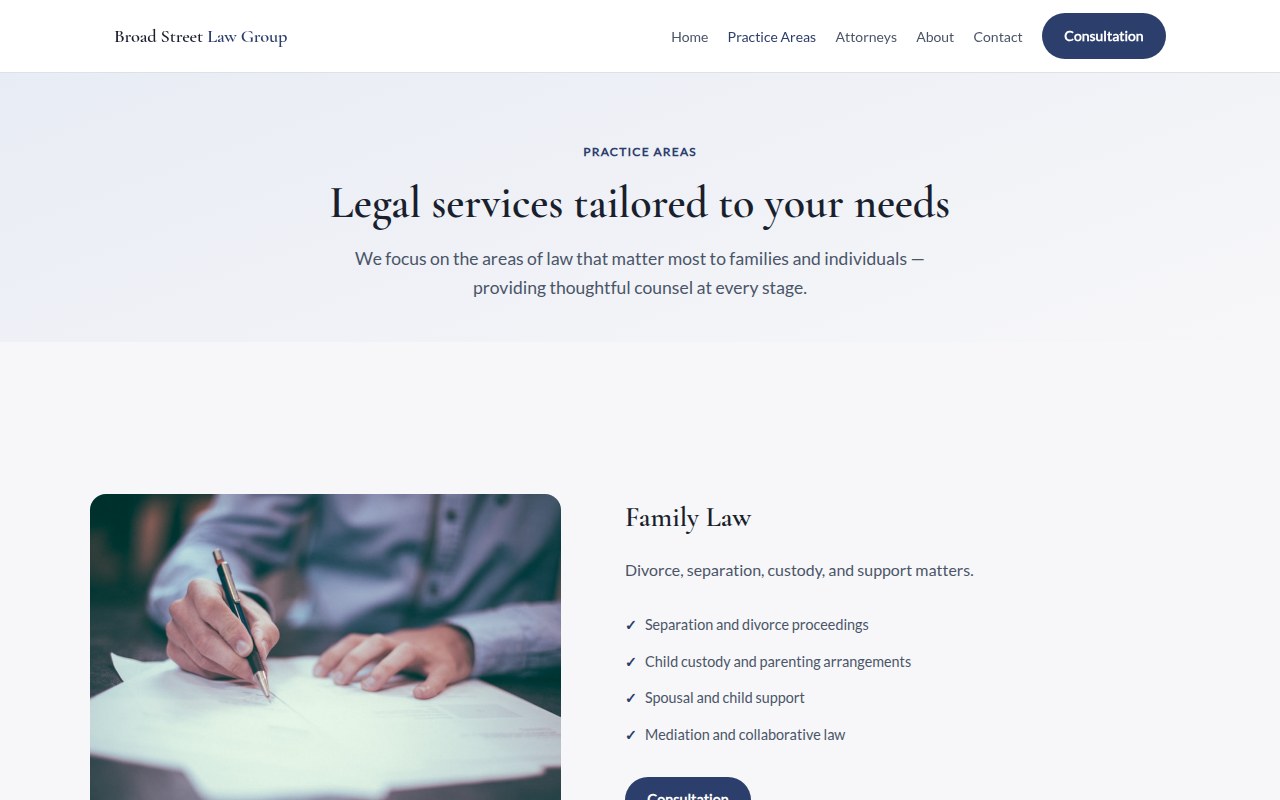 Broad Street Law Group — services page