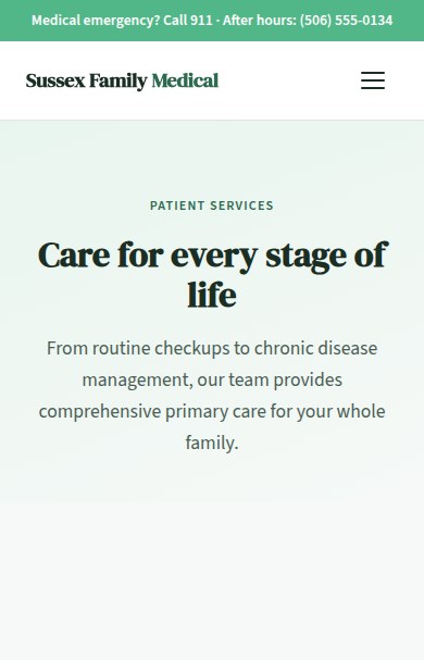Sussex Family Medical — mobile services page