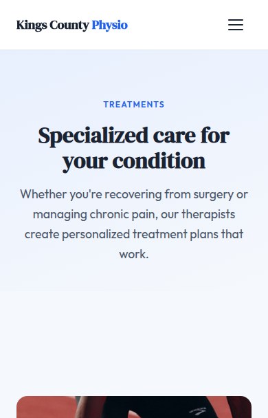 Kings County Physio — mobile services page