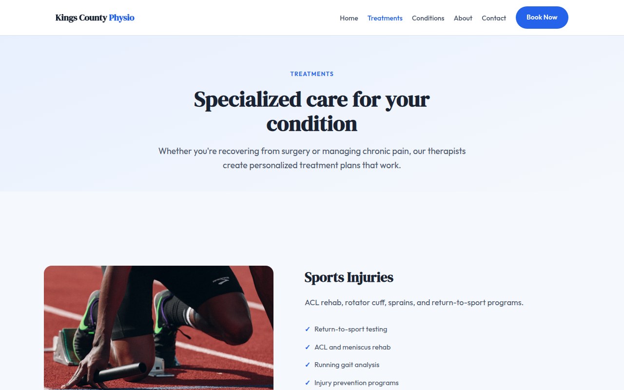 Kings County Physio — services page