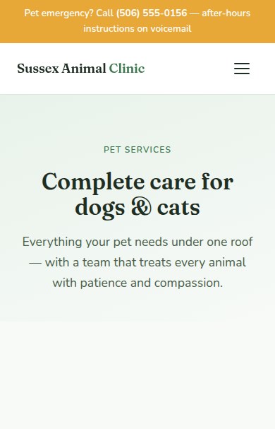 Sussex Animal Clinic — mobile services page