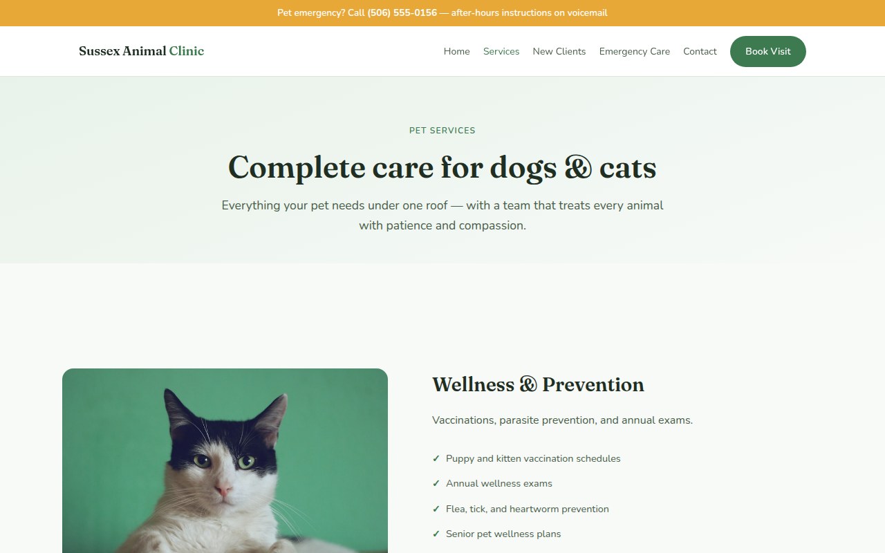 Sussex Animal Clinic — services page